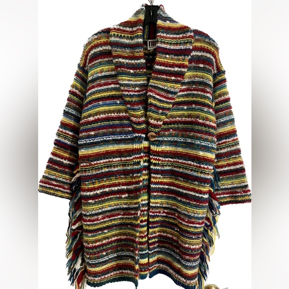I’M Isola Marras Sweater Coat Striped Shawl Collar Italy Size XS - Picture 1 of 7